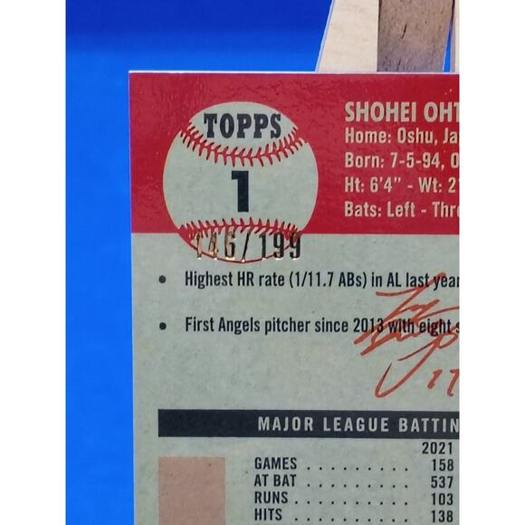 2022 Shohei Ohtani #1 SP 146/199 Topps Chrome Plat. Ann. Blue Mini Diamond - Picture 7 of 7